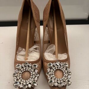 Zara Tan Heels with Sparkling Embellishments